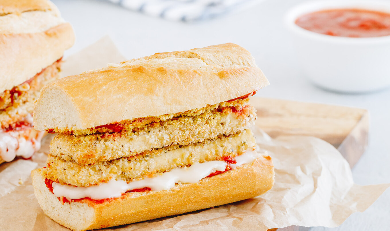 Vegan Crispy Tofu Parm Melt Hoagies